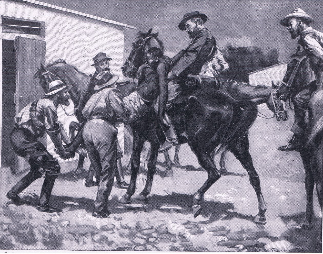 Esaus megpróbál szökni a Pretoria után: A gerillaháborúból, amelyet a Harmsworth Bros Limited adott ki, 1901 alkotó: A. C. Ball