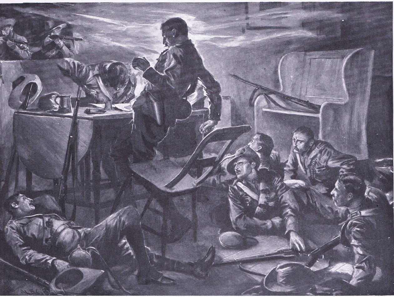 A Comptons Horse két emberének meggyilkolása levélírás közben, illusztráció az After Pretoria: The Guerilla War, 1902-ből alkotó: A. C. Ball