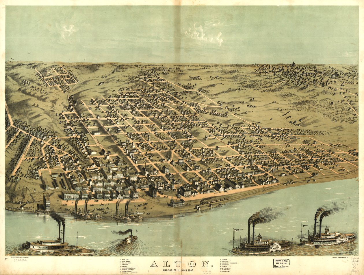 Alton, Madison Co., Illinois 1867. LOC 73693340 alkotó: A.; Chicago Lithographing Co. Ruger