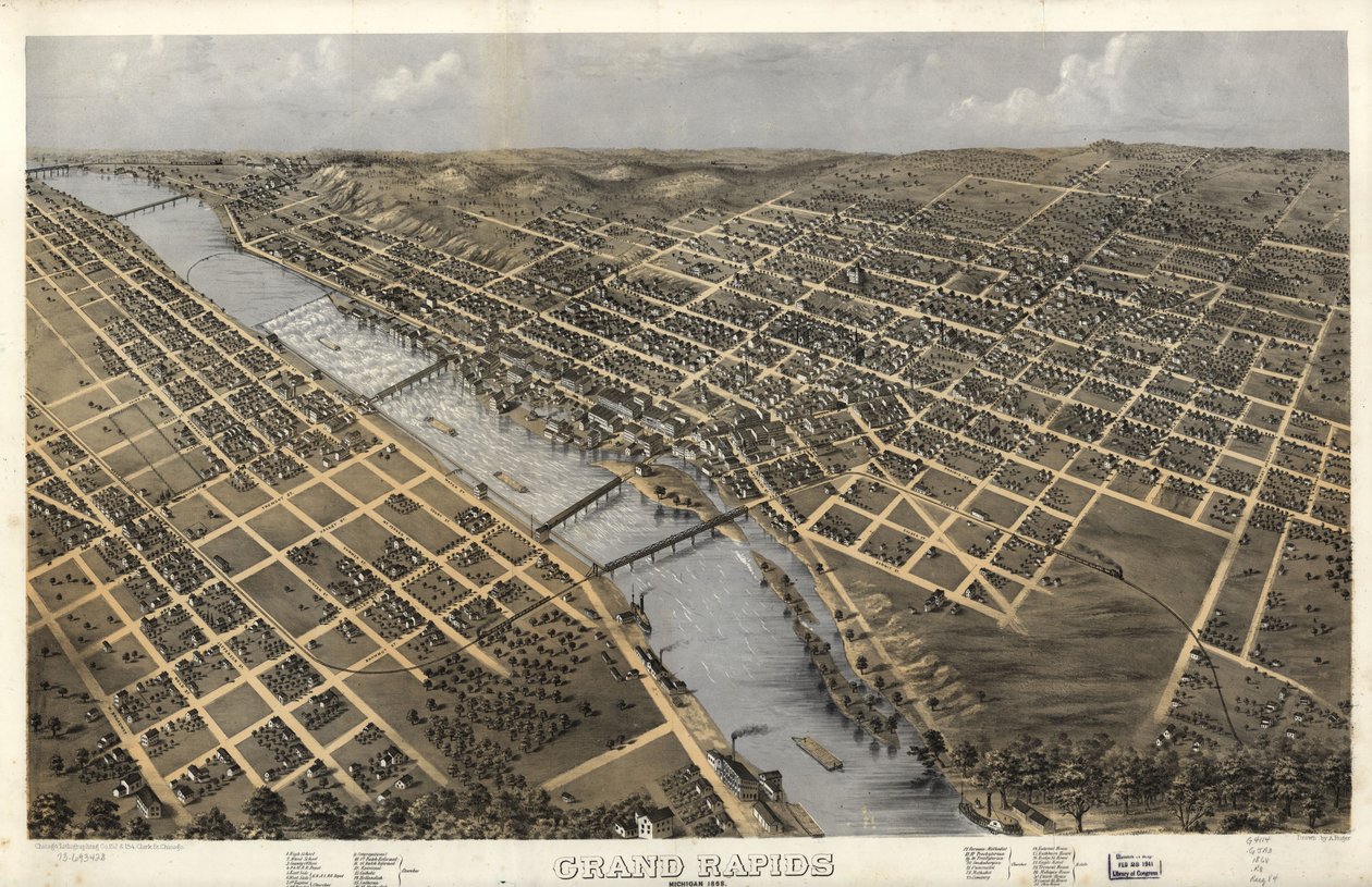 Grand Rapids, Michigan 1868. LOC 73693428 alkotó: A.; Chicago Lithographing Co. Ruger