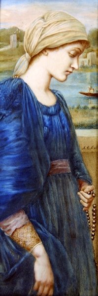 Flamma Vestalis Sir E. C. Burne-Jones után, 1890 körül (akvarell elefántcsontra) alkotó: A. Corsi Lalli