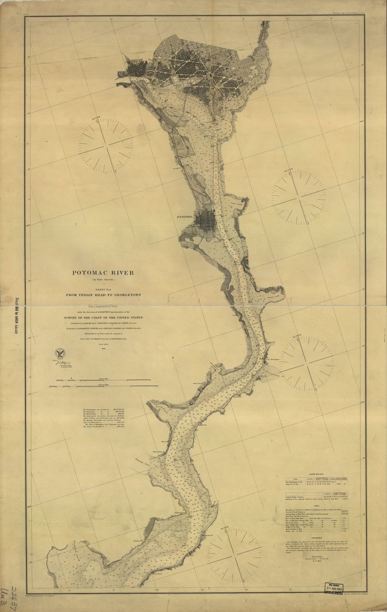 Potomac folyó (négy lapban): sz. 4, Indian Headtől Georgetownig alkotó: A. D. United States Coast Survey; Bache