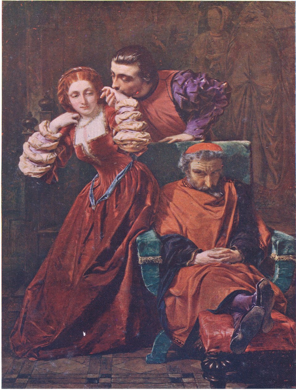 Silvia és Valentine (The Two Gentlemen of Verona) "Ezt a szerelmüket jómagam is gyakran láttam, amikor úgy ítéltek meg, hogy mély álomban vagyok", a William Shakespeare teljes műveiből, J Coker & Co Ltd. (színes litó) alkotó: A. E. Elmore