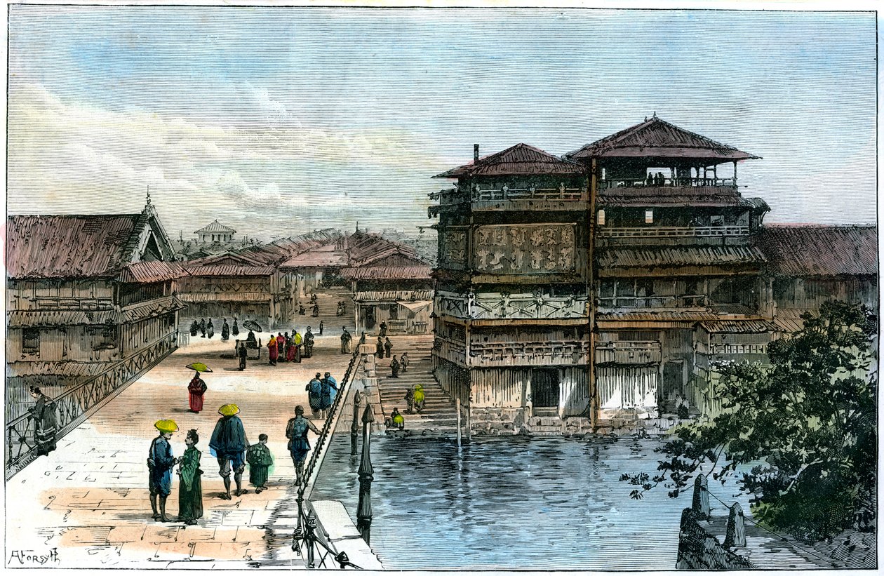 Yebis Bridge, Kosaka, Japán, 1891 alkotó: A. Forsyth