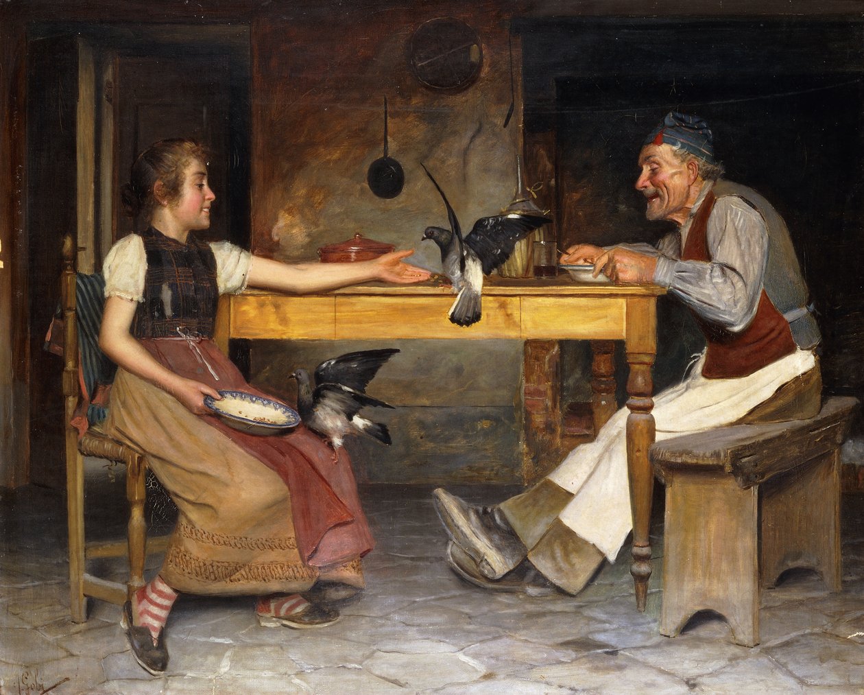Egy közös étkezés (olaj, vászon) alkotó: A. Gobi