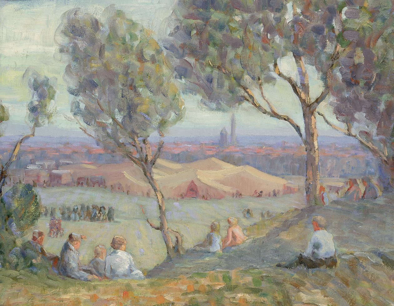 Kilátás az Arlington Heightsról, a Chautaqua sátrakkal és a Washingtoni emlékművel..., kb. 1922. alkotó: A. H. O. Rolle