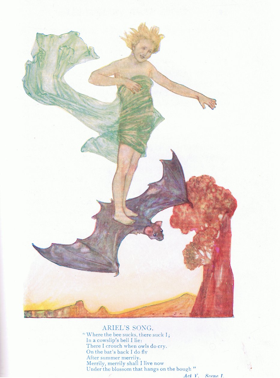 Ariel dala (The Tempest), a Tales from Shakespeare pubból. a Ward Lock & Co Ltd alkotó: A. Jackson