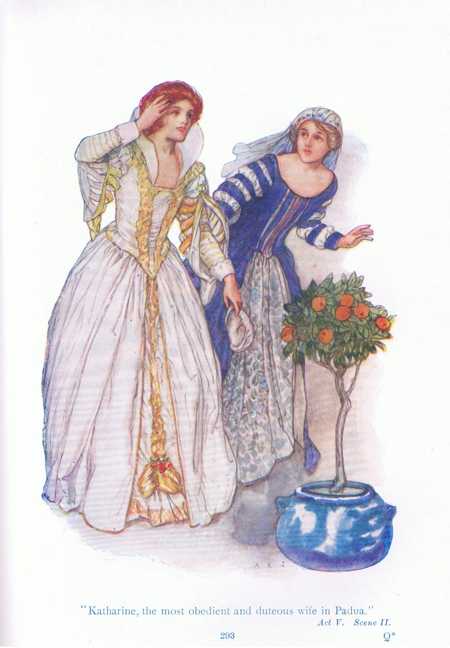 Katherine, a legengedelmesebb és legtisztességesebb feleség Padovaban (The Taming of the Shrew), a Tales from Shakespeare pubból. a Ward Lock & Co Ltd alkotó: A. Jackson