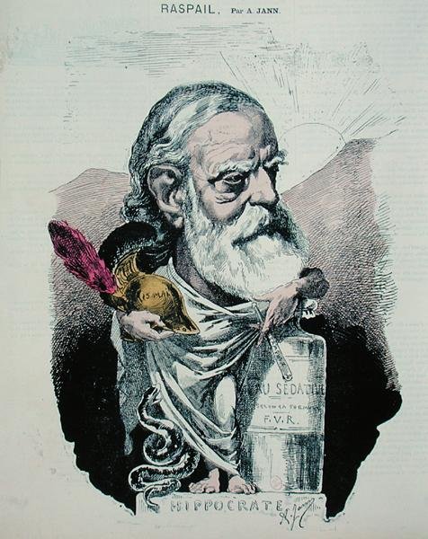 Francois Vincent Raspail (1794-1878) karikatúrája 1870 körül (színes metszet) alkotó: A. Jann