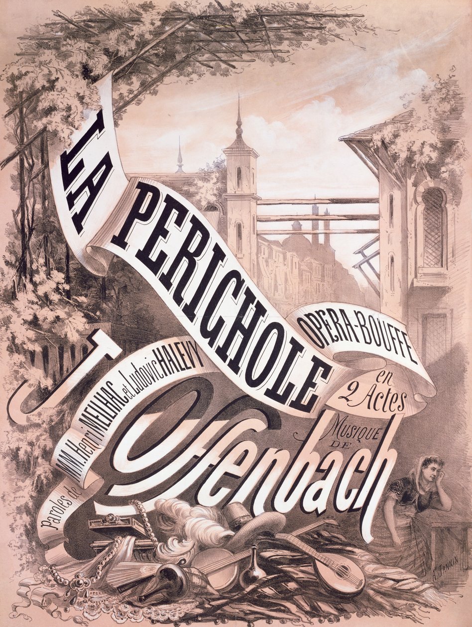 Jacques Offenbach (1819-80), Henri Meilhac (1830-97) és Ludovic Halevy (1834-1908) operettjének, a "La Perichole"-nak plakátja 1868 (litográfia). alkotó: A. Jannin