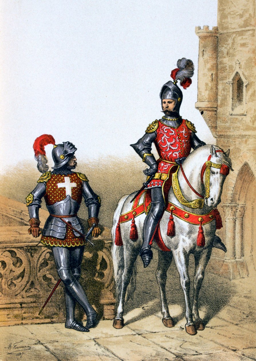 A párizsi íjászok kapitánya és egy lovas, 15. század, 1887 alkotó: A. Lemercier