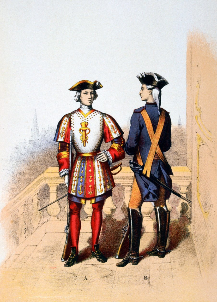 Királyi gárda a királynak és lovas, 1887. XVIII. század alkotó: A. Lemercier