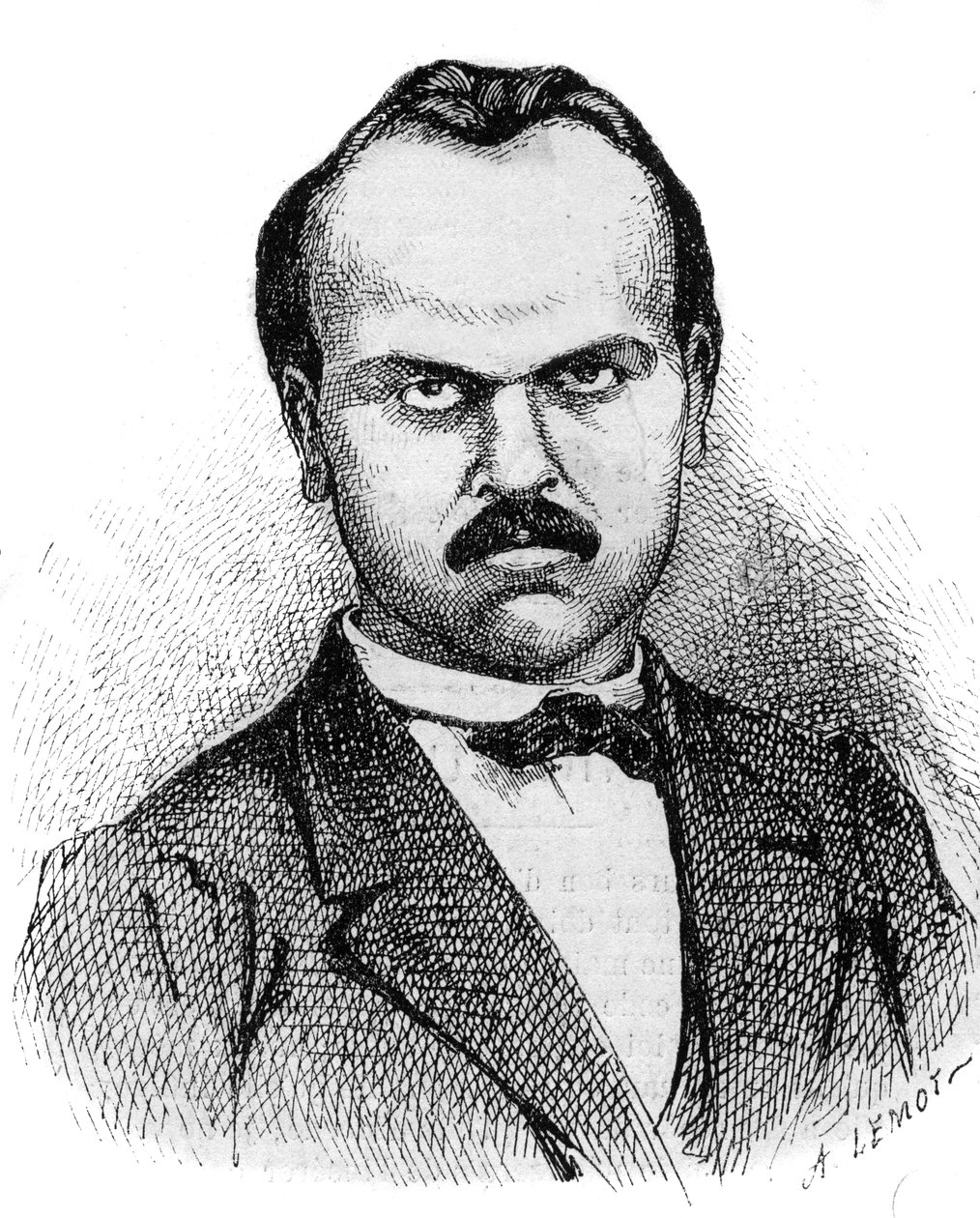 Louis Noir (1837-1901) francia író portréja – Lemot metszet 1870-ből alkotó: A Lemot
