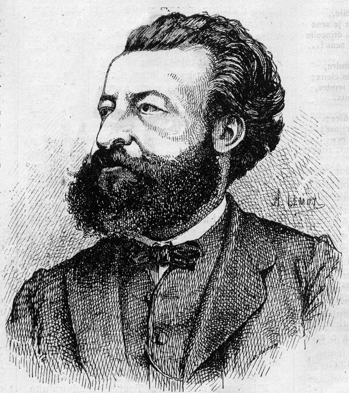 Ulrich de Fonvielle (1833-1911), francia újságíró és irodalmár portréja – Lemot metsze 1870-ből alkotó: A Lemot