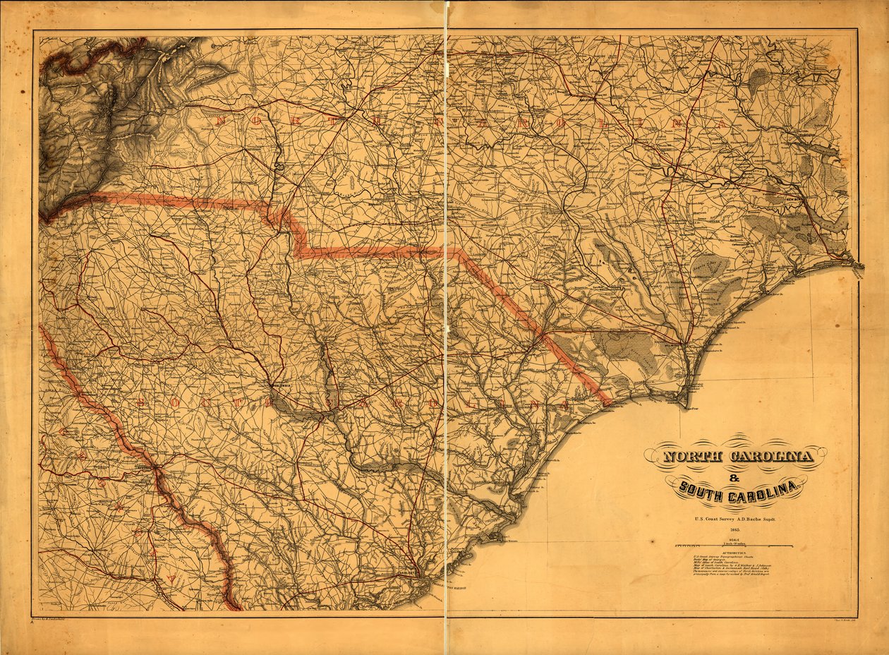 633 600. LC Civil War Maps (2. kiadás), 305a.4 Általános térkép. A térkép elkészítéséhez használt hatóságok a cím alatt vannak felsorolva. Az államok nevei, határai és vasutak pirossal vannak felülnyomva. A leírás a megjelent bibliográfiából származik. ker alkotó: A. Lindenkohl