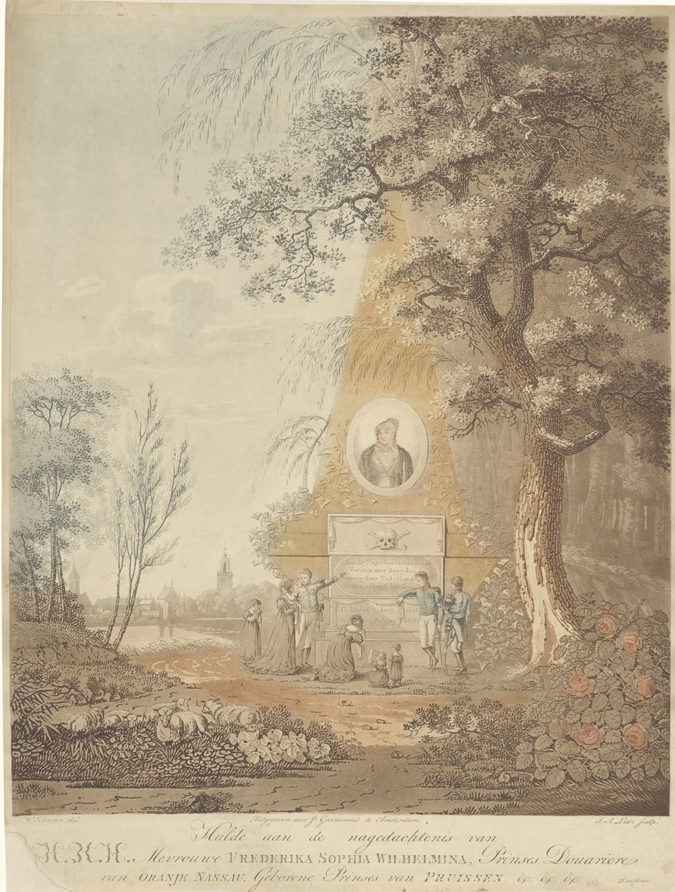 Emléktű Porosz Vilmos halála alkalmából Tisztelet a HRH Madame Frederika Sophia Wilhelmina, Oranje Nassau Douariere hercegnő emléke előtt (cím a tárgyon) alkotó: A. Lutz