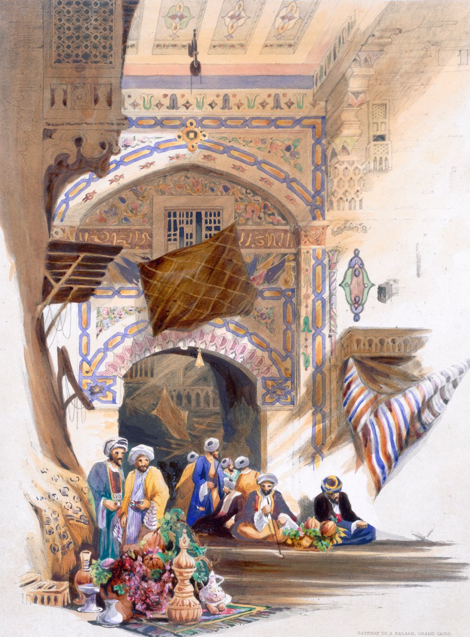 "Gateway of a Bazaar, Grand Cairo", Egyiptom, 1846 alkotó: A Margaretta Burr