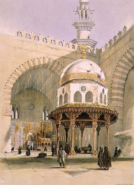 Hassan szultán mecsete, Kairó, kocsma. 1846 (litó) alkotó: A. Margaretta Burr