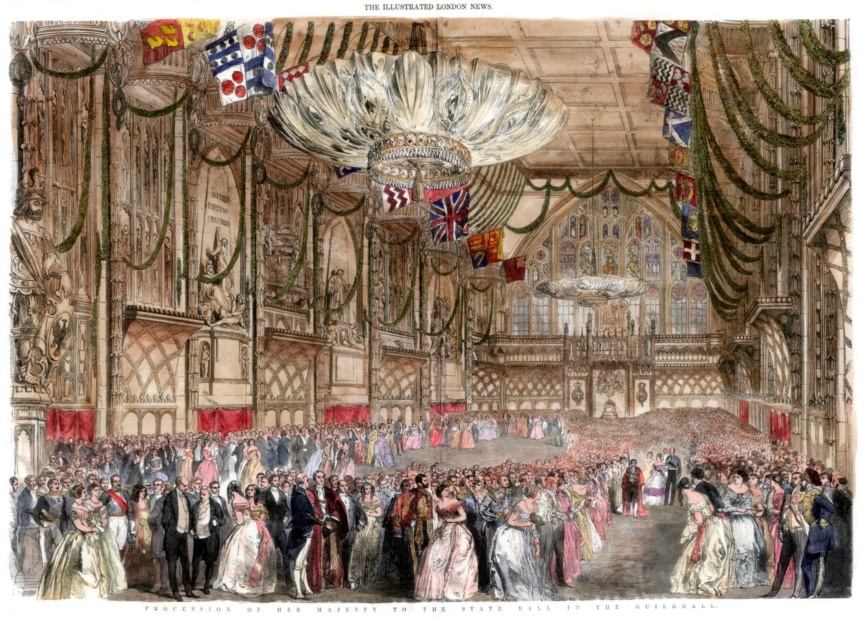 Őfelségének körmenete az állambálhoz a Guildhallban, 1851. alkotó: A Mason