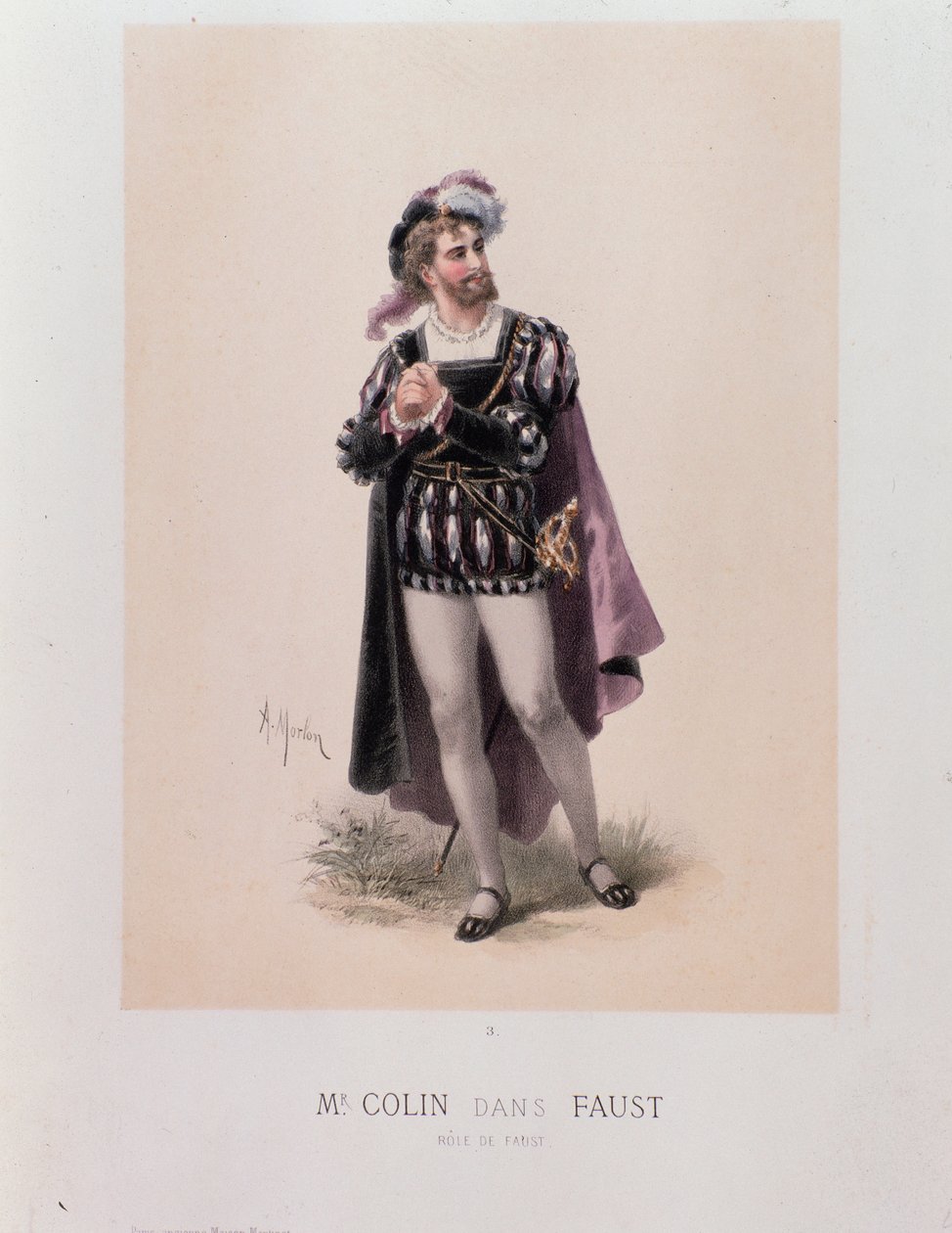 Monsieur Colin Faust szerepében, Charles Gounod operája (litográfia alkotó: A. Morton