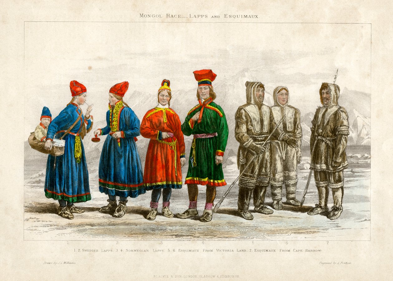 Mongol faj, lappok és esquimaux, 19. század. alkotó: A. Portier