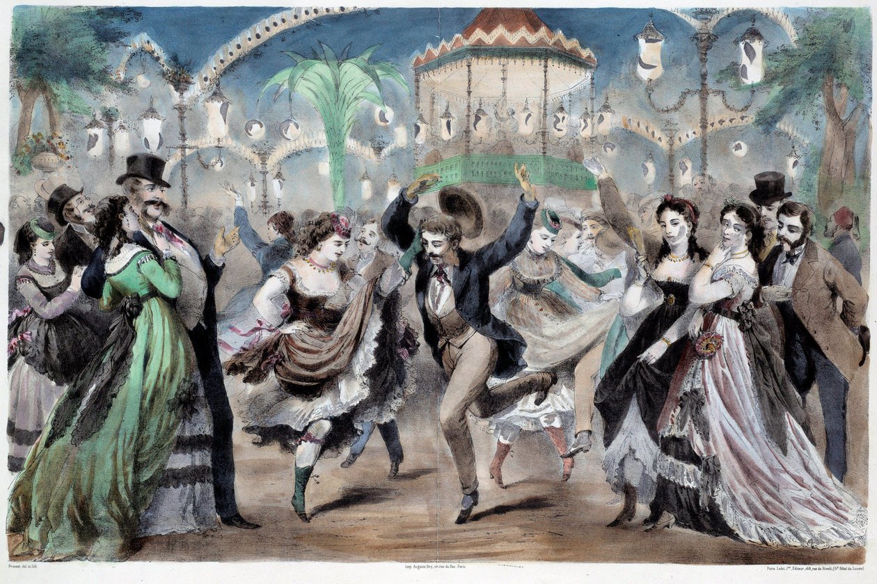 A Mabille Scene táncbál. A. Provost litográfiája (aktív 1834-1855 körül) Párizs, Musee Carnavalet alkotó: A Provost