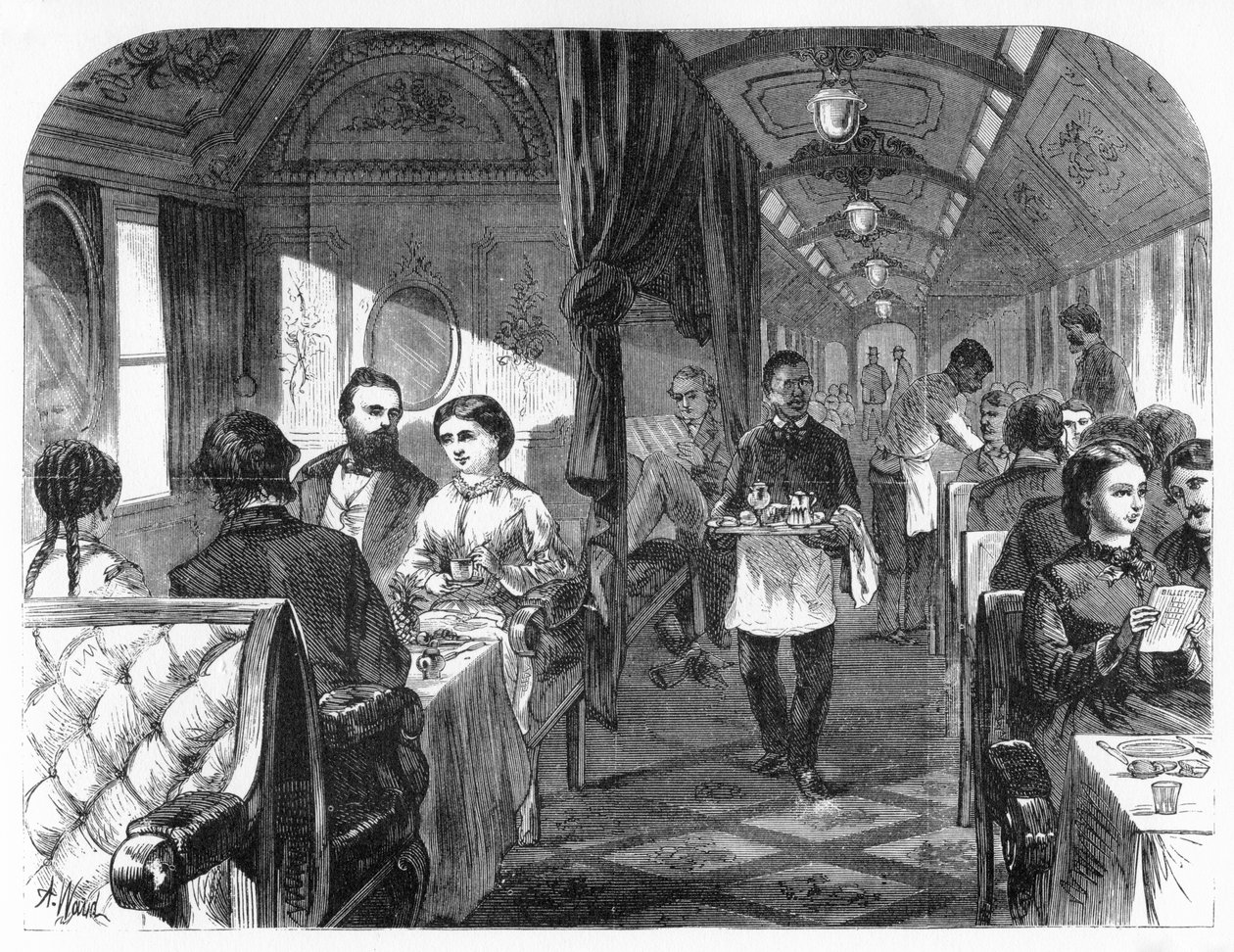 Palace Hotel Car, Union Pacific Railroad, 1870. alkotó: A. R. Ward