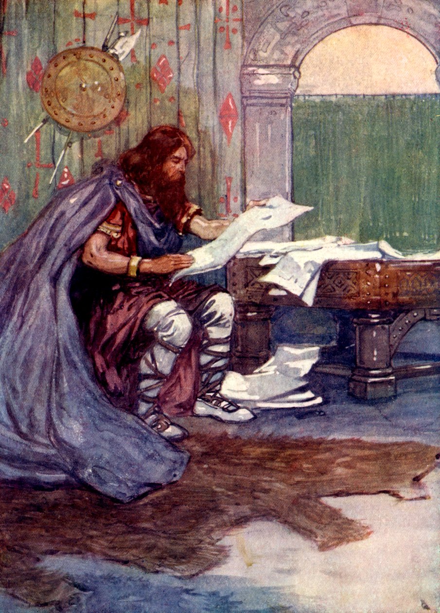 Alfred nagy örömét lelt az olvasásban, 9. század, 1905. alkotó: A. S. Forrest