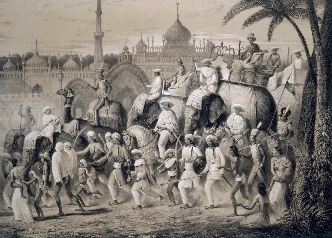 Lucknow, a fő utca a „Voyages in India” című filmből, 1859. alkotó: A. Soltykoff