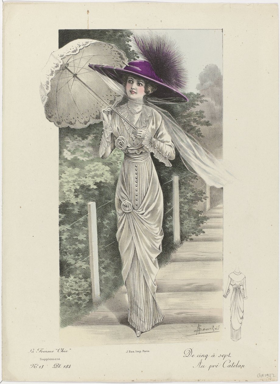 The Chic Woman, Kiegészítés, kb. 1912, 18. szám, 184. o.: Öttől hétig (...) alkotó: A. Souchel