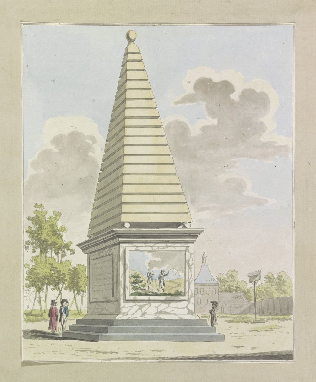 Díszítés az ültetvényen, 1795 Tíz tányér az 1795-ös amszterdami Alliantiefeest dekorációiból (sorozat címe) alkotó: A. Verkerk