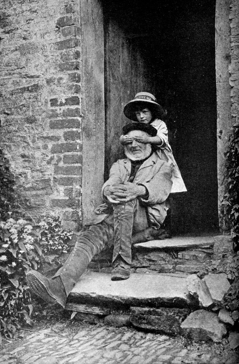 Egy gyermek a nagyapjával, Anglia, 1922. alkotó: A. W. Cutler