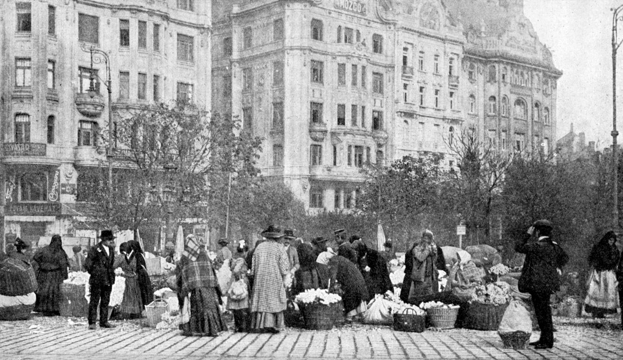 Nagy virágpiac, Budapest, Magyarország, 1922. alkotó: A. W. Cutler