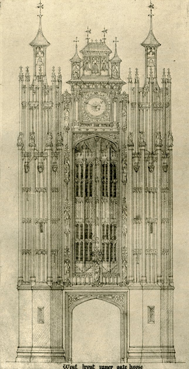 Építészeti rajz: Nyugati első belső kapuház, 1833-1834, 1906. alkotó: A. W. N. Pugin