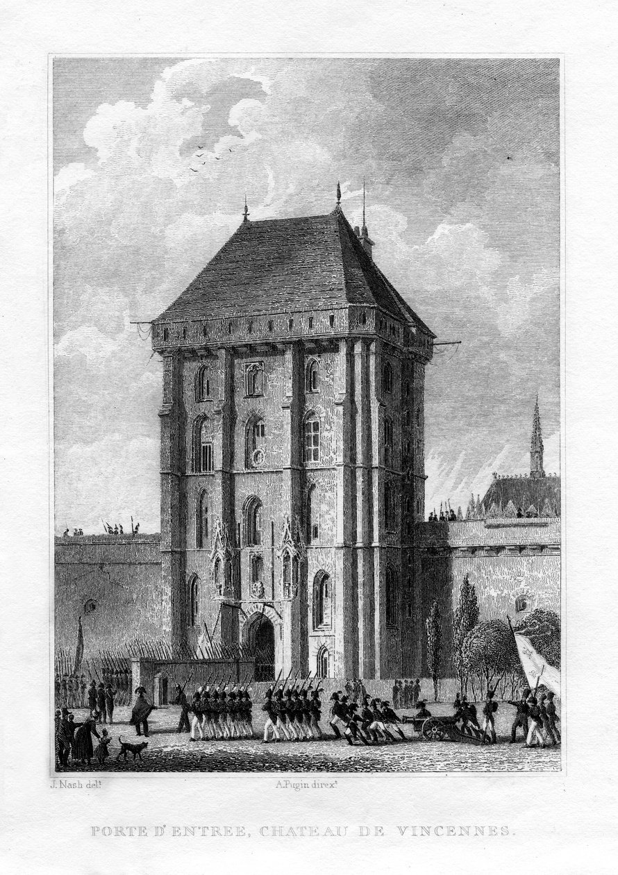 Főkapu, Chateau de Vincennes, Párizs, 1830. alkotó: A. W. N. Pugin