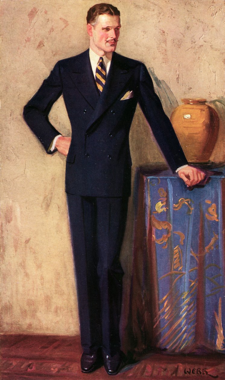 Illusztráció kétsoros öltönyt viselő férfiról, 1925 körül (nyomtatott) alkotó: A. Webb