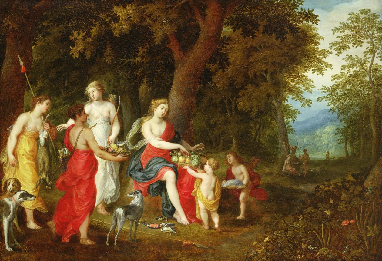 Diana és lányai, a vadászat után, 1626 alkotó: A. and Balen, H. van Govaerts