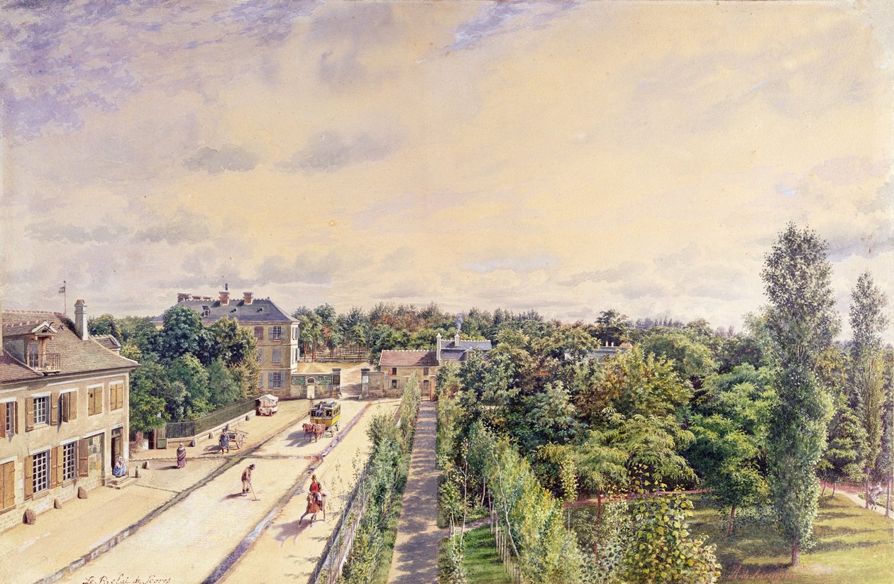 A vendégház Sevresben, 1840 körül alkotó: A. de Lareuziere