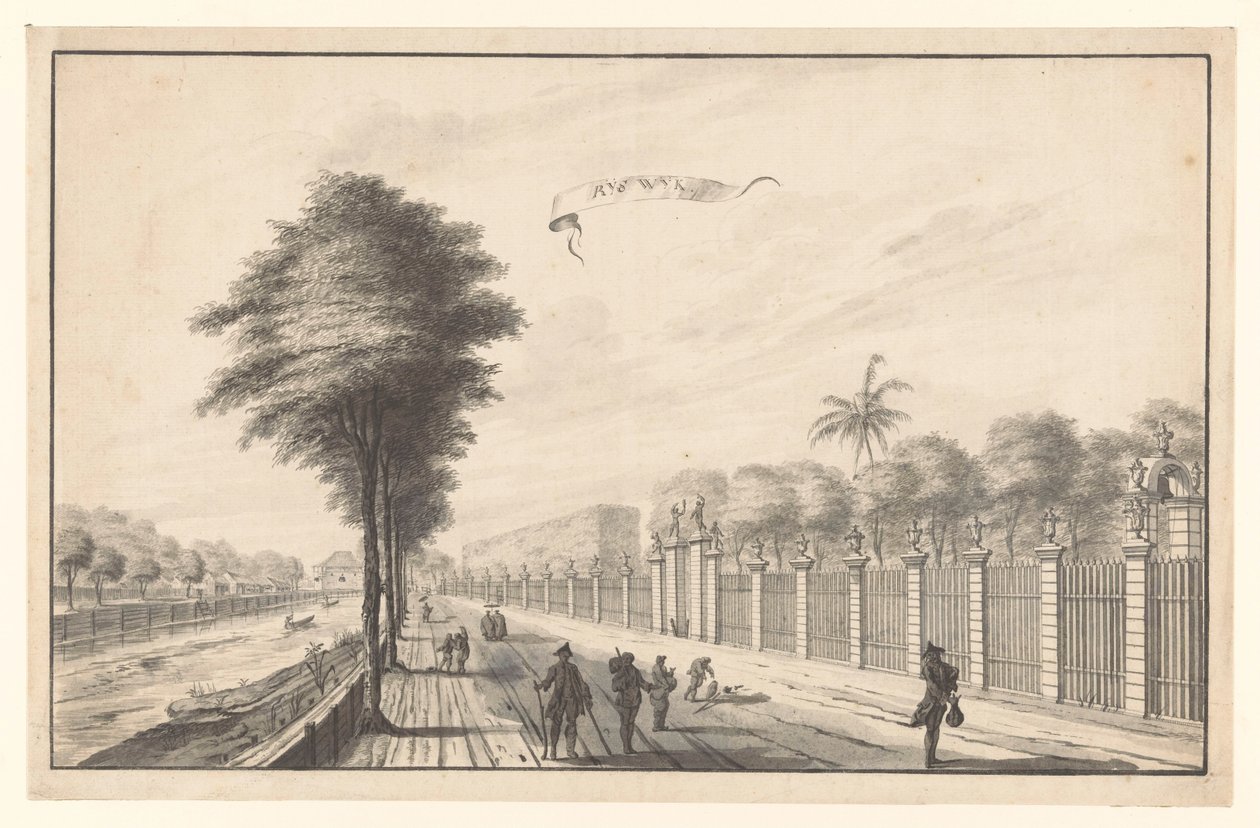 A Post Rijswijk Noordwijkból nézve Rijswijk (cím a tárgyon) alkotó: A. de Nelly (attributed to)