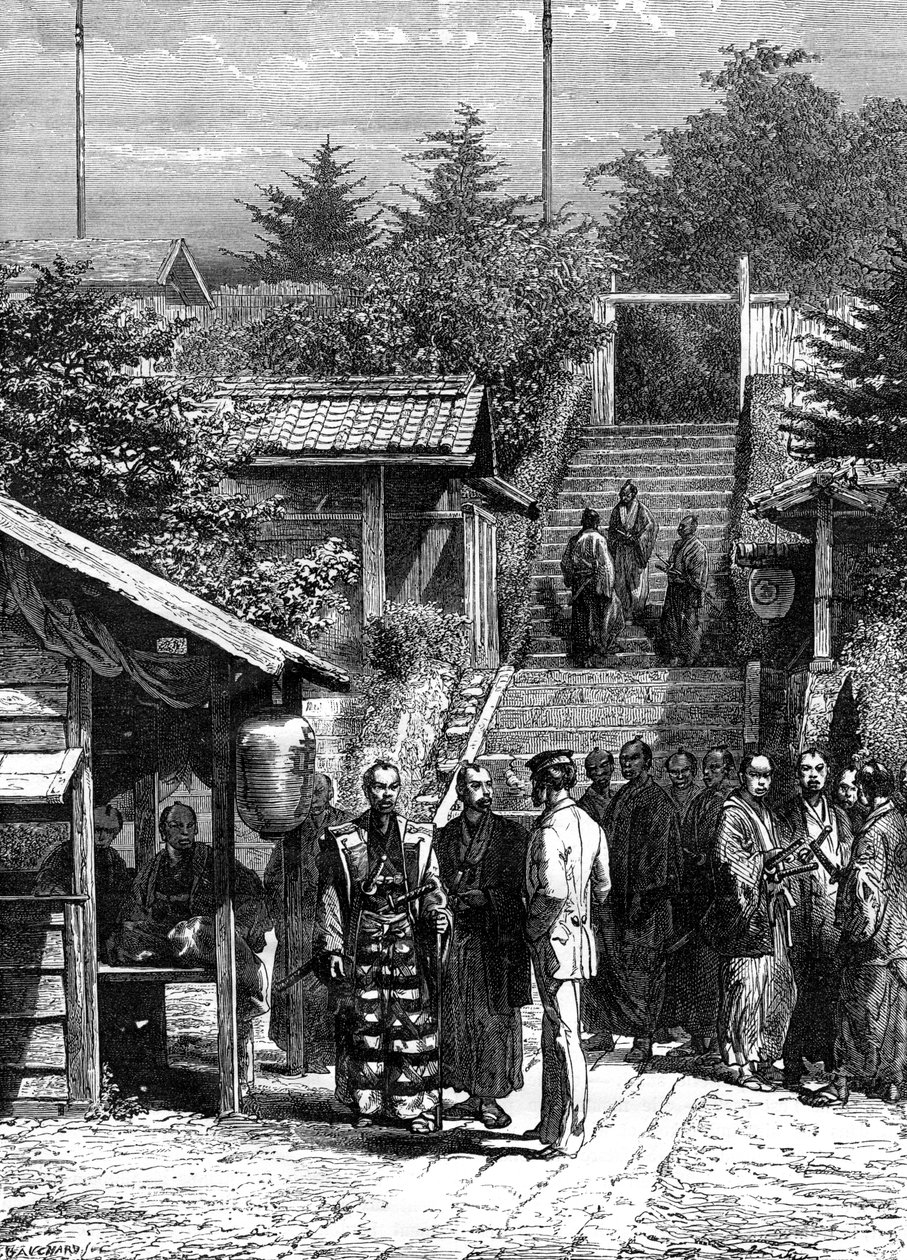 A svájci követség gárdája, Yedo Tokyo, 19. század. alkotó: A. de Neuville