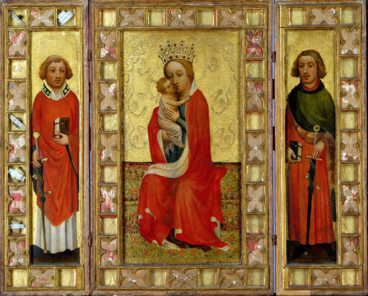 Madonna és gyermek szent Cyricusszal és Pancratiusszal, 1380 körül (tempera és aranylevél a táblán) alkotó: Aachen Master