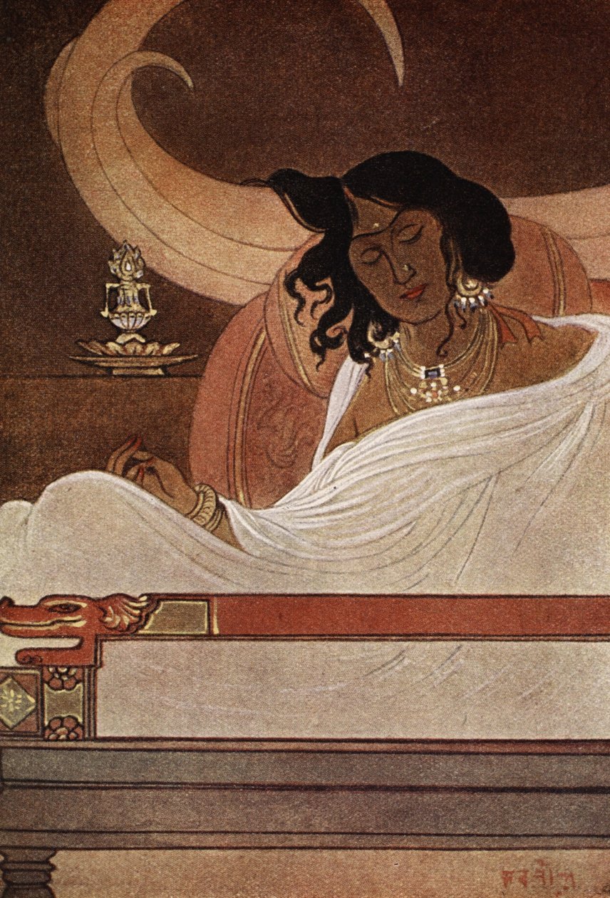 A bódhiszattva agyarai, illusztráció a hinduk és buddhisták mítoszaiból, Nivedita nővér és Ananda Coomaraswamy alkotó: Abanindranath Tagore