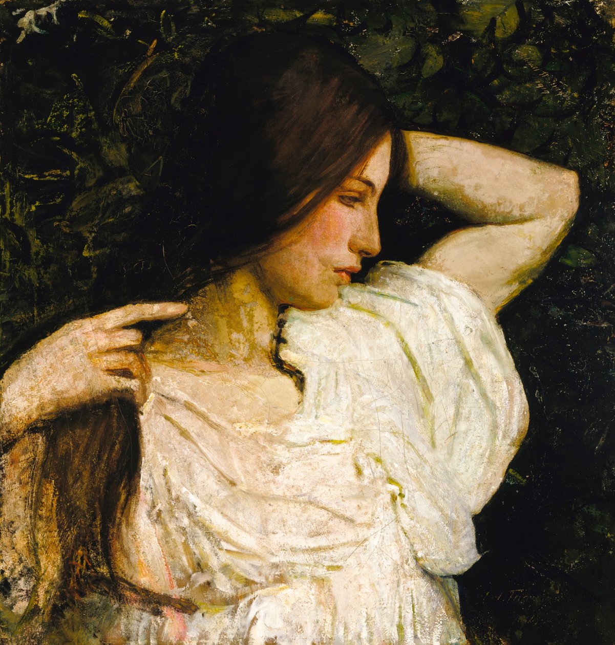 Lány rendezése a haját alkotó: Abbott Handerson Thayer