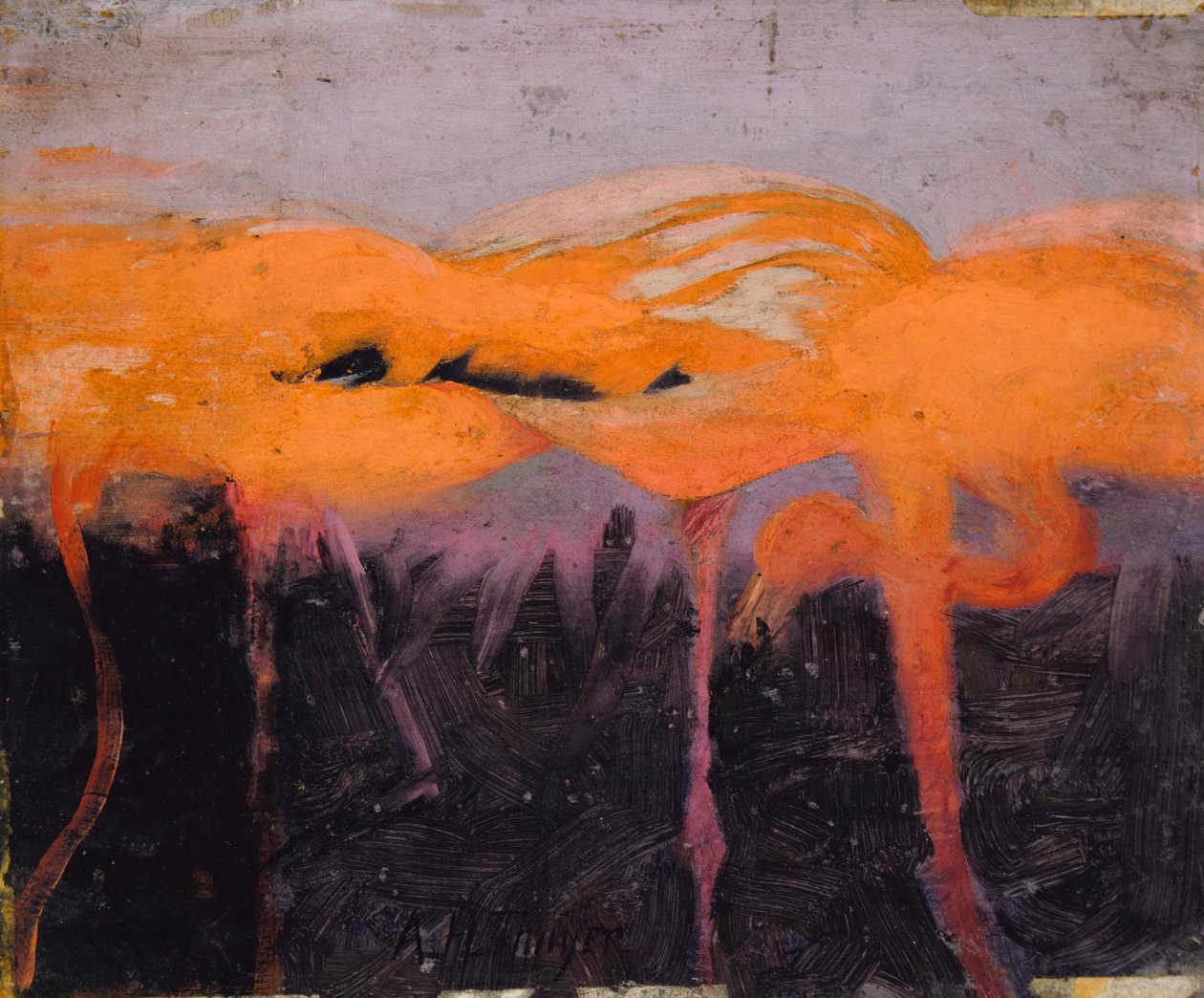 Vörös flamingók, tanulmány a Színezés elrejtése az állatvilágban könyvhöz, kb. 1905-1909. alkotó: Abbott Handerson Thayer