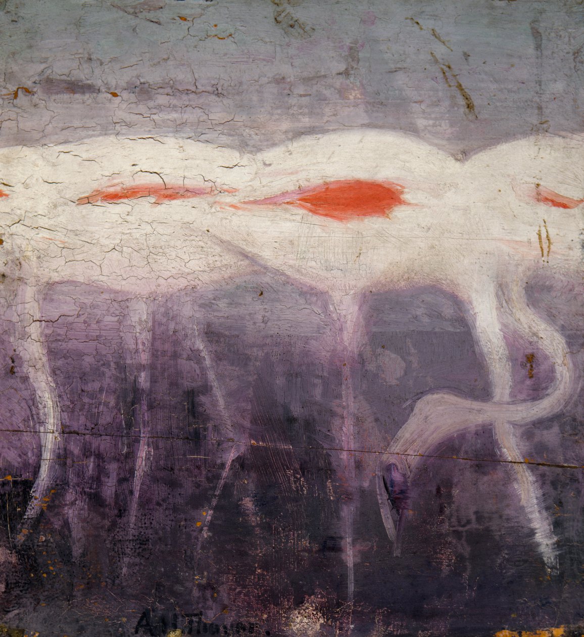 Fehér flamingók, tanulmány a színezés elrejtése az állatvilágban könyvhöz, kb. 1905-1909. alkotó: Abbott Handerson Thayer