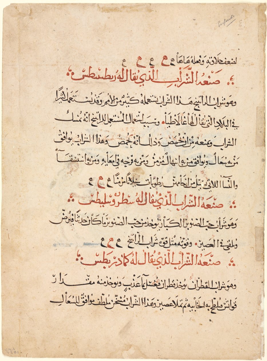 Szövegoldal a Dioscorides-i Materia Medica-tól alkotó: Abdallah ibn al Fadl (Iraq)