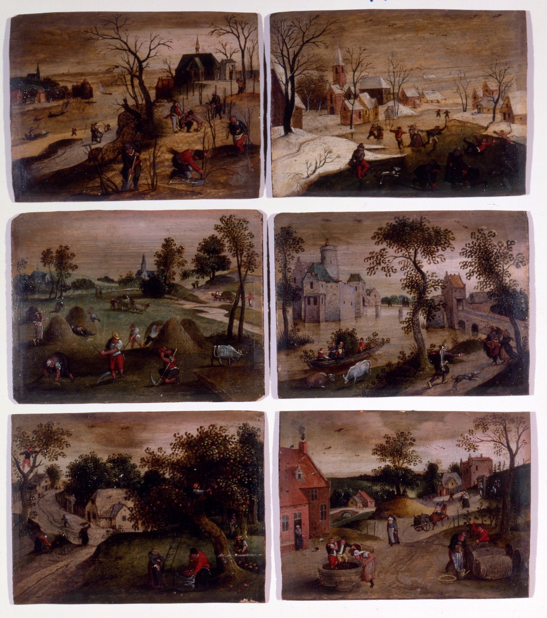 Január, február, május, június, szeptember és október (olaj, fa) alkotó: Abel (studio of) Grimmer or Grimer