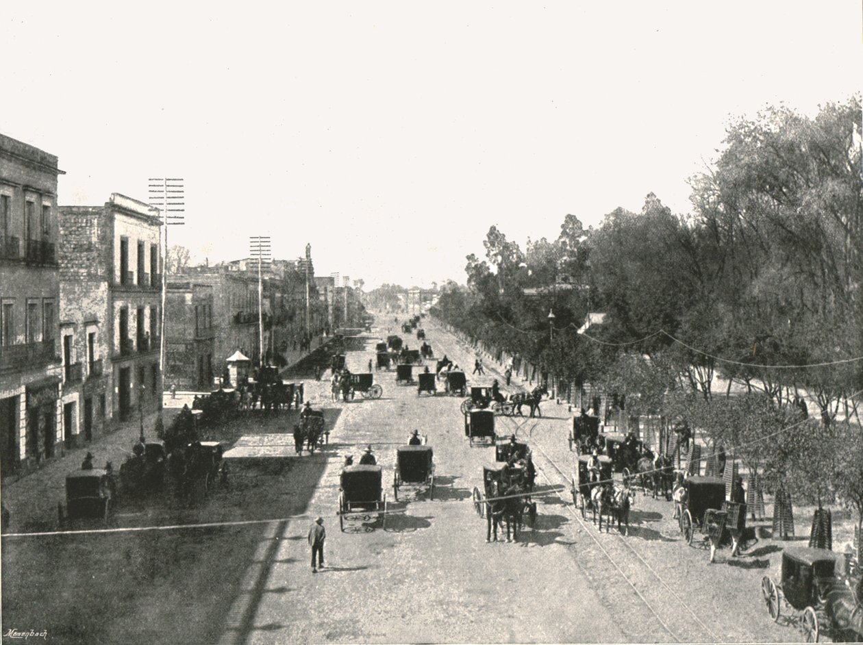 Juarez Avenue, Mexikóváros, Mexikó, 1895. alkotó: Abel Briquet