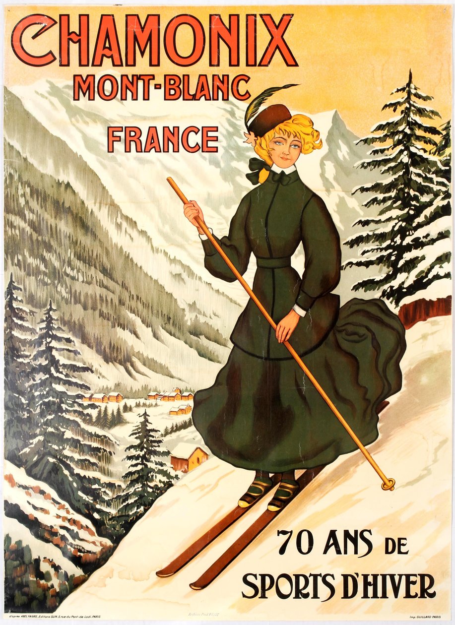 Chamonix Mont Blanc 70 éves téli sport. alkotó: Abel Faivre
