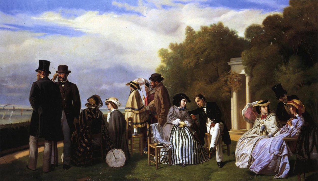 Eugénia császárné és udvara Biarritzban, 1861 alkotó: Abel de Pujol